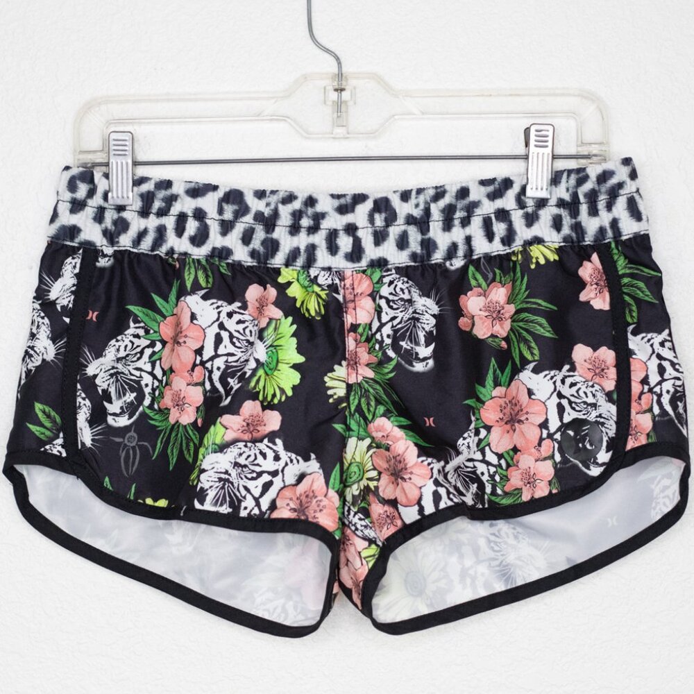 Hurley Tiger Floral Boardshorts Women M Low Rise 2” Inseam